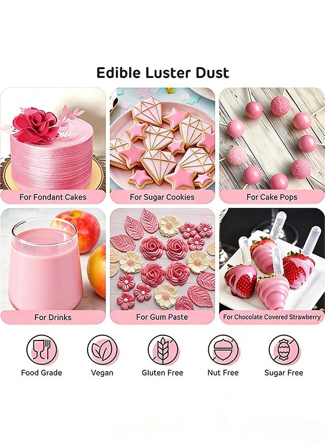 2 Pcs Pink Metallic Baking Craft Glitter Powder Food Safe Cake Topper Decoration for DIY Cupcakes Cookies Dessert Garnish Parties Weddings Festive Celebrations,Sparkling Shimmery Dust for Creative Baking,All 20g - Image 3