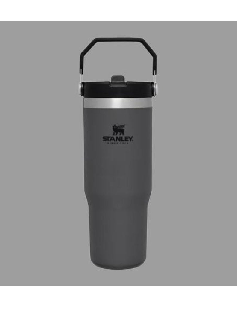 Stanley - STANLEY IceFlow Flip Straw Water Bottle, 0.88L – Vacuum Insulated, Leakproof & BPA-Free – Keeps Water Cold for 12 Hours – Durable Stainless Steel, Easy-Carry Travel Mug, Dishwasher Safe, Charcoal Color - Image 1