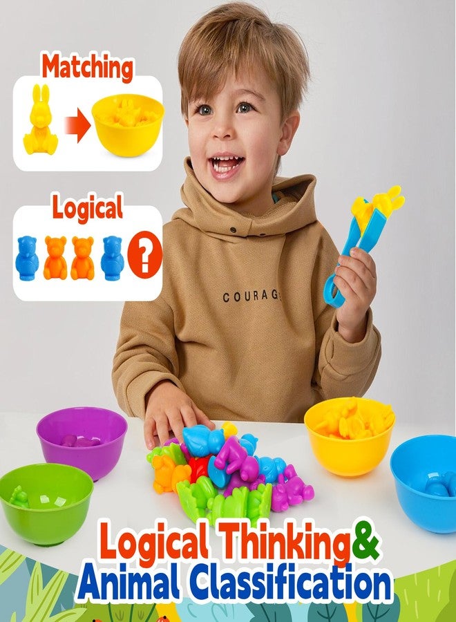 FQKIOMY Color Sorting Toys for Toddlers,Counting Animals Matching Games Montessori Educational Preschol Toddler Learning Activities Sensory Traning Toys Gift for 3+ Year Old Boys Girls - Image 3