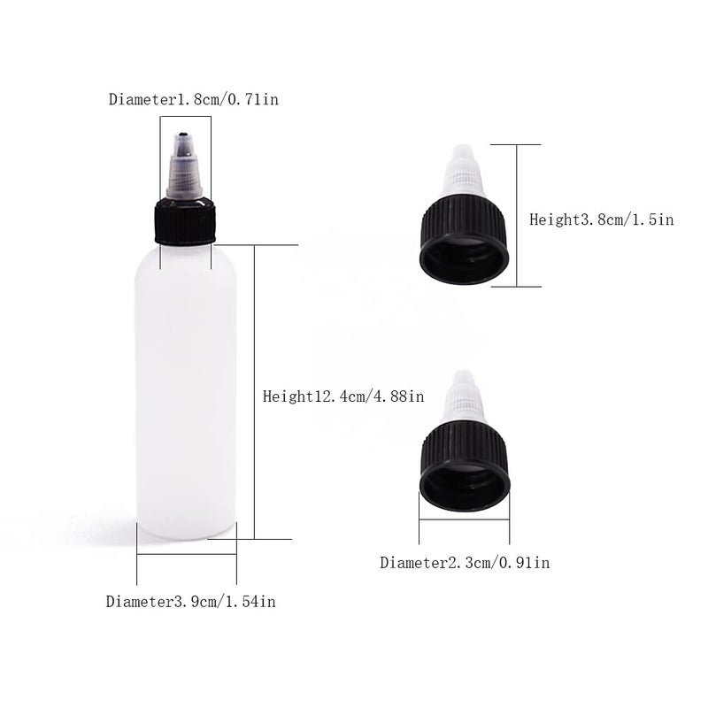 Uyuxxu 20 Pack 4oz Boston Squeeze Bottles, Clear Plastic Dispensing Bottles with Twist Top Cap, for Crafts, Kitchen, Household - Image 2