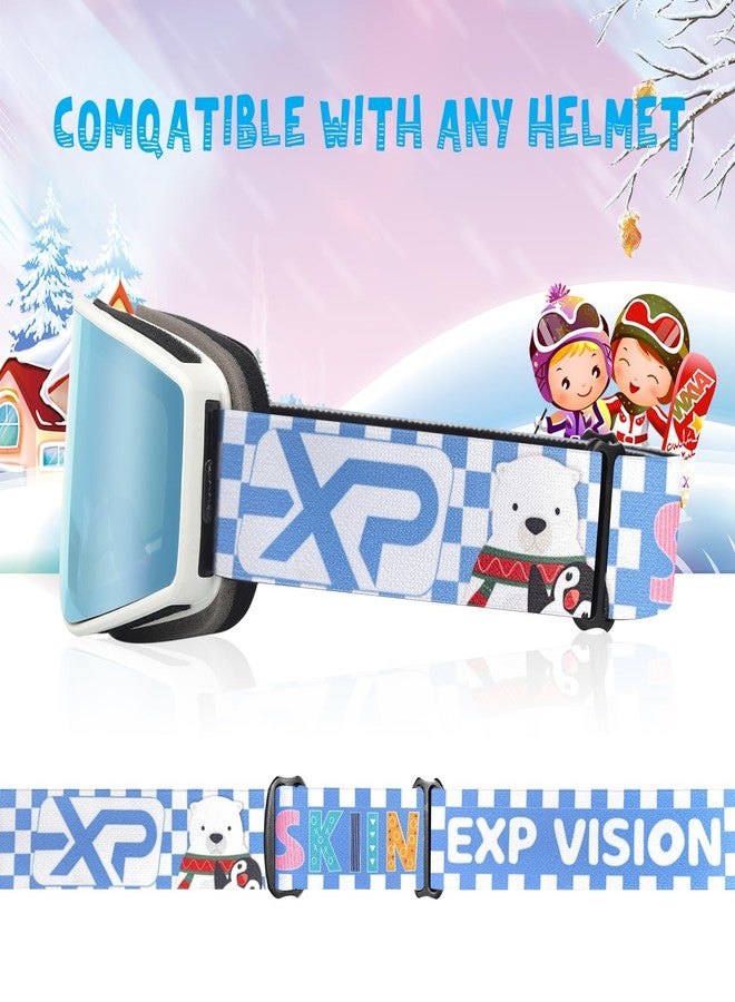 EXP VISION نظارات التزلج/التزلج على الجليد للأطفال من إكسب فيجن، نظارات ثلج للأطفال فوق النظارات للأولاد والبنات الصغار من سن 4 إلى 14 عامًا (نظارات تزلج للأطفال - أزرق حالم) - Image 5