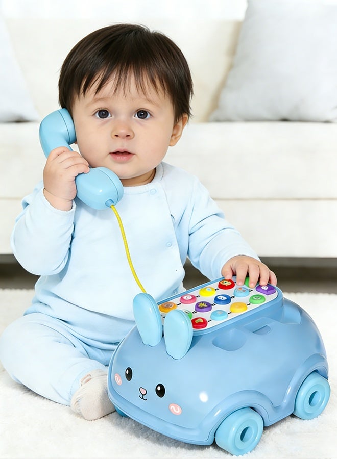 aoduoyaya Toy phone Simulation telephone car Cute rabbit phone toy Early education music toy - Image 1