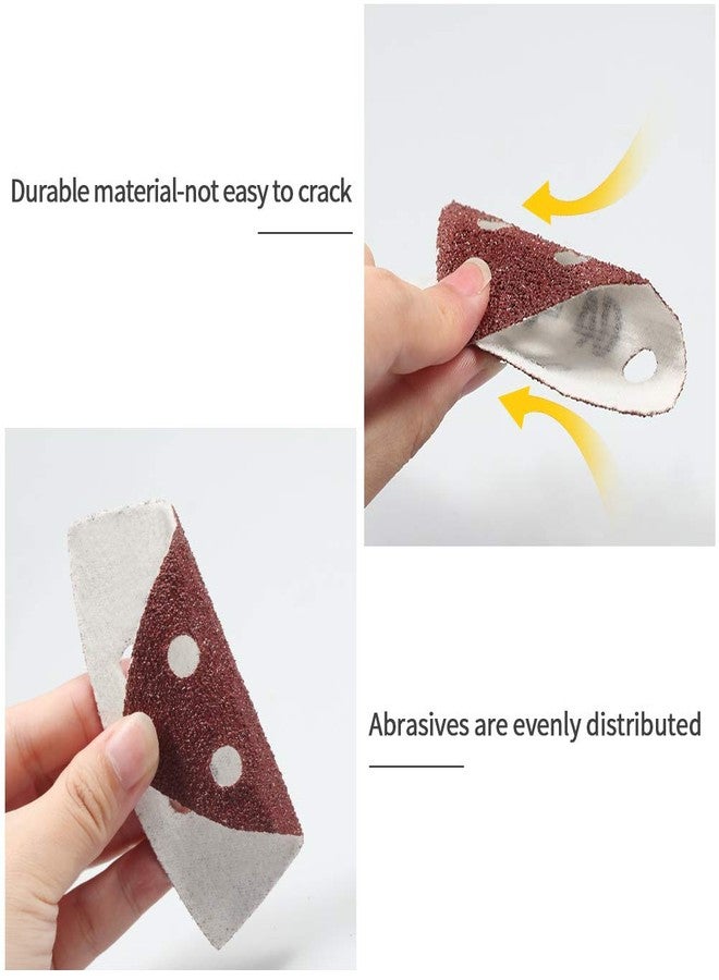 SPEEDWOX 50 Pcs Triangle Sanding Pads Hook and Loop 40 Grit Oscillating Sanding Pad 90mm 6 Holes Fit 3-1/2 Inches Oscillating Multi Tool Detail Sander Sandpaper Triangle Sanding Discs Sanding Tool - Image 3