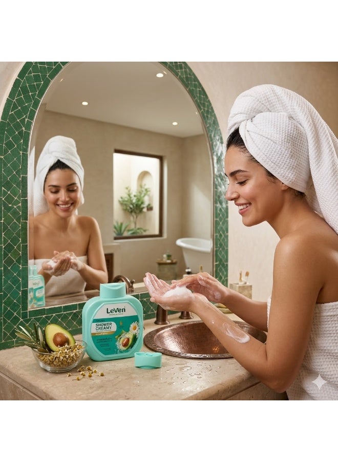 ليفين شاور كريمي ليفين (Leven) بالأفوكادو والكاموميل - 750 مل - ترطيب عميق 2 في 1 (شاور ولوشن) - Image 3