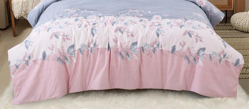 YKC 350TC AC Comforter with Ultra-Soft Microfiber Filling Set King Size Double Bed with 1 Flat Bedsheet Size 90x100 inch 2 Pillow Covers 4 pc Bedding (Blue Pink White) - Image 4