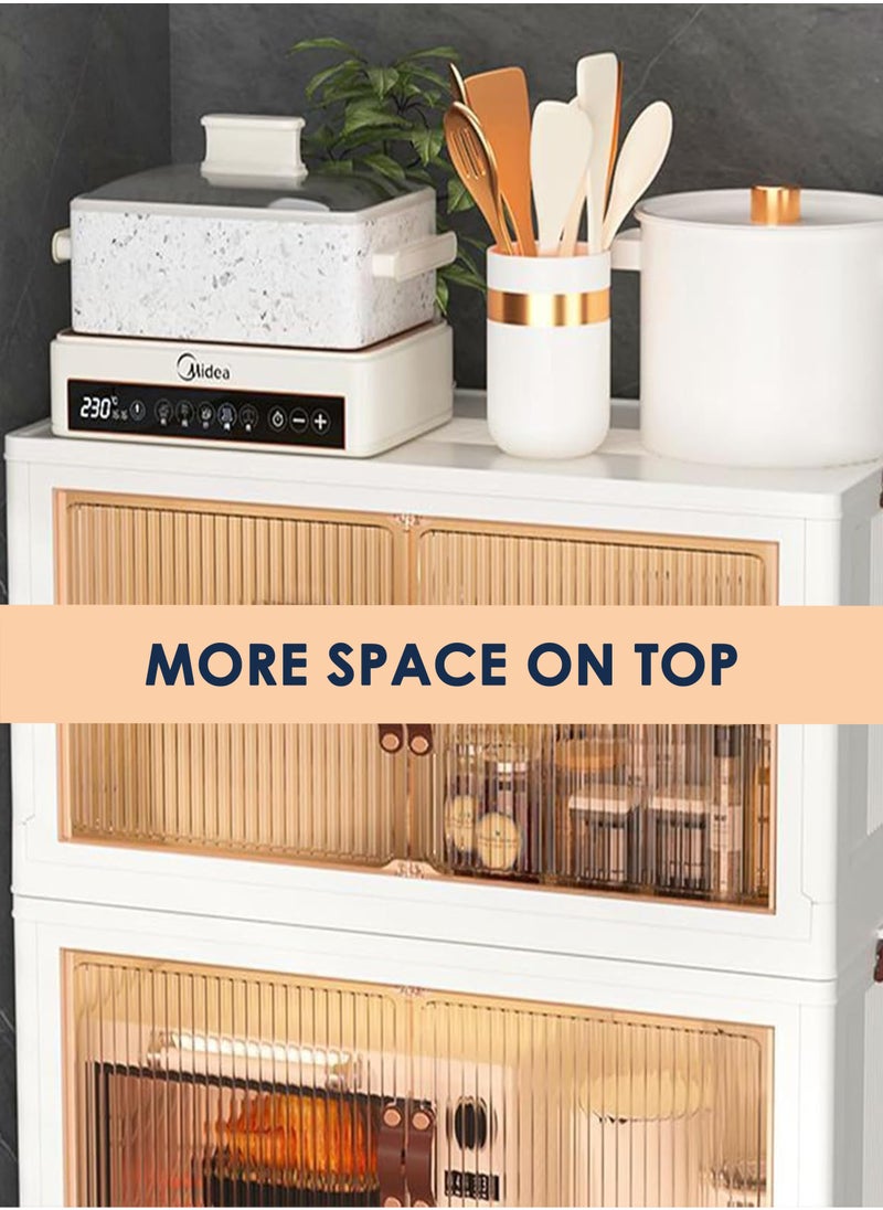 Toshonics - 3-Tier Foldable Plastic Storage Bins with Wheels and Dual Doors, Stackable Organizer for Bathroom, Bedroom, Kitchen, and Office – Easy Assembly, Space-Saving Design, and High Durability - Image 1
