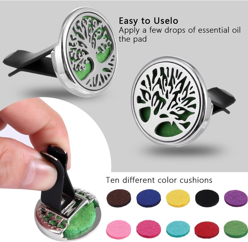 YWLI Car Air Freshener Diffuser Vent Clips - Aromatherapy Essential Oil Diffuser Tree of Life Car Clip with 20 Refill Pads, Gift for Women/Men - Image 2