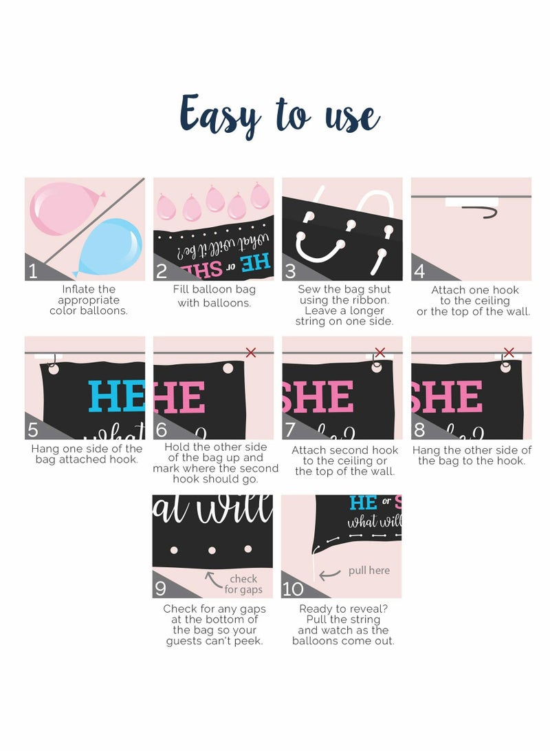 Gender Reveal Balloon Kit - Fun Party Supplies with Games & Decorations for He or She - Image 4