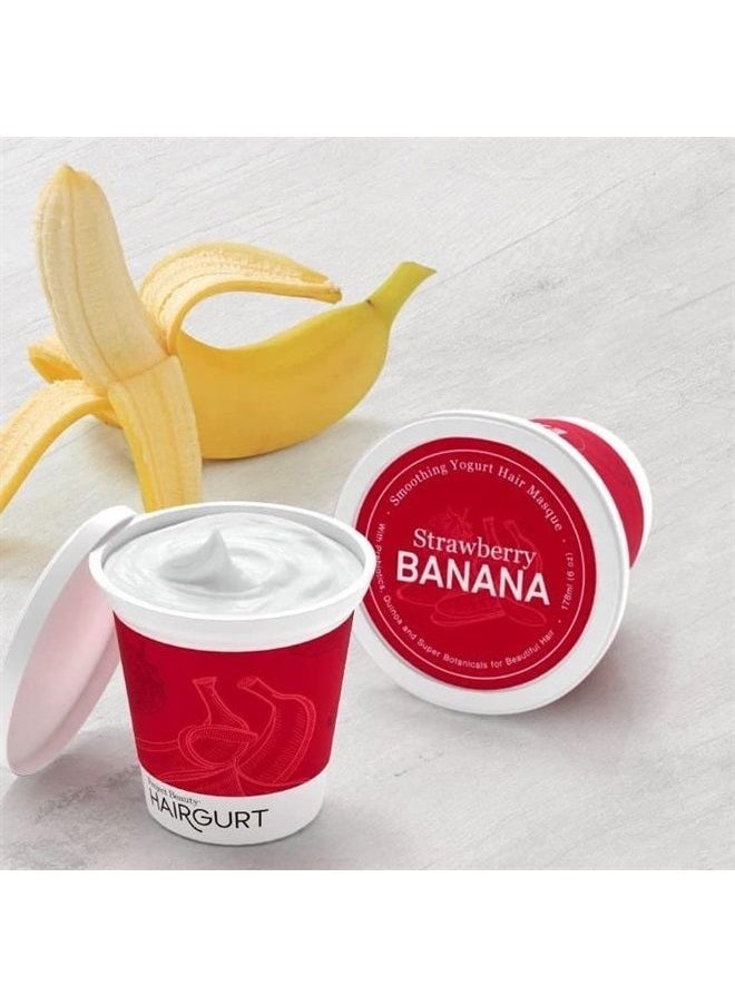 Hairgurt Smoothing Yogurt Hair Care 3-Piece Set - Strawberry Banana - Natural Shampoo, Conditioner and Hair Mask, Smoothes Dry, Damaged, Frizzy & Color-Treated Hair… (Smoothing Yogurt Hair Mask)  - Image 2