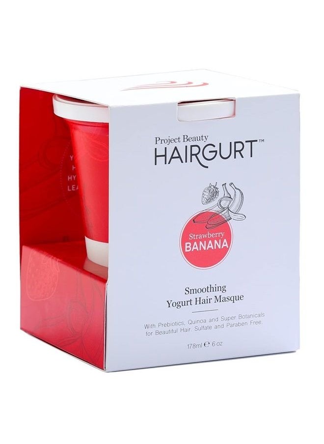 Hairgurt Smoothing Yogurt Hair Care 3-Piece Set - Strawberry Banana - Natural Shampoo, Conditioner and Hair Mask, Smoothes Dry, Damaged, Frizzy & Color-Treated Hair… (Smoothing Yogurt Hair Mask)  - Image 1