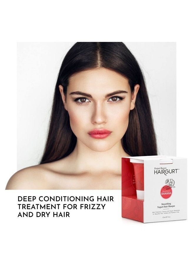 Hairgurt Smoothing Yogurt Hair Care 3-Piece Set - Strawberry Banana - Natural Shampoo, Conditioner and Hair Mask, Smoothes Dry, Damaged, Frizzy & Color-Treated Hair… (Smoothing Yogurt Hair Mask)  - Image 3