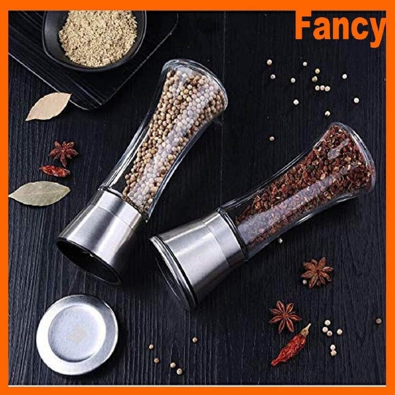 BENICCI Premium Stainless Steel Salt and Pepper Grinder Set of 2 Adjustable Ceramic Sea Salt Grinder Pepper Grinder Tall Glass Salt and Pepper Shakers Pepper Mill Salt Mill with Free Funnel - Image 3
