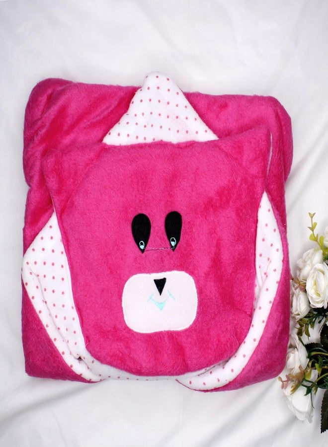 FULLY New Born Baby Blankets | Soft and Warm Baby Sleeping Wrapper | Winter Baby Wrapping Blanket | Hooded Swaddle Wrap for 0-6 Months Old Baby Boy and Baby Girl | Gift for Newborn Babies (Dark Pink) - Image 3