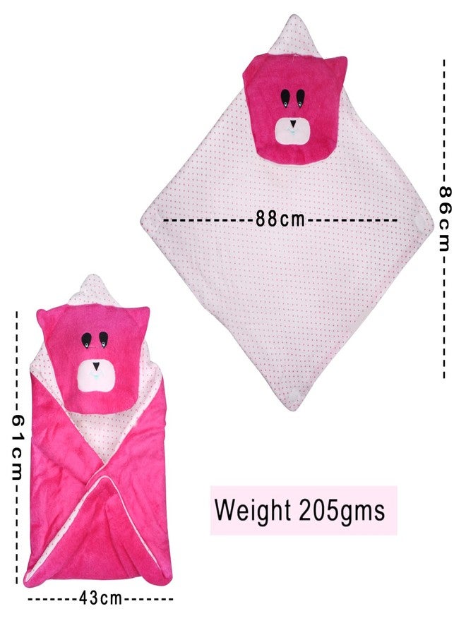 FULLY New Born Baby Blankets | Soft and Warm Baby Sleeping Wrapper | Winter Baby Wrapping Blanket | Hooded Swaddle Wrap for 0-6 Months Old Baby Boy and Baby Girl | Gift for Newborn Babies (Dark Pink) - Image 2