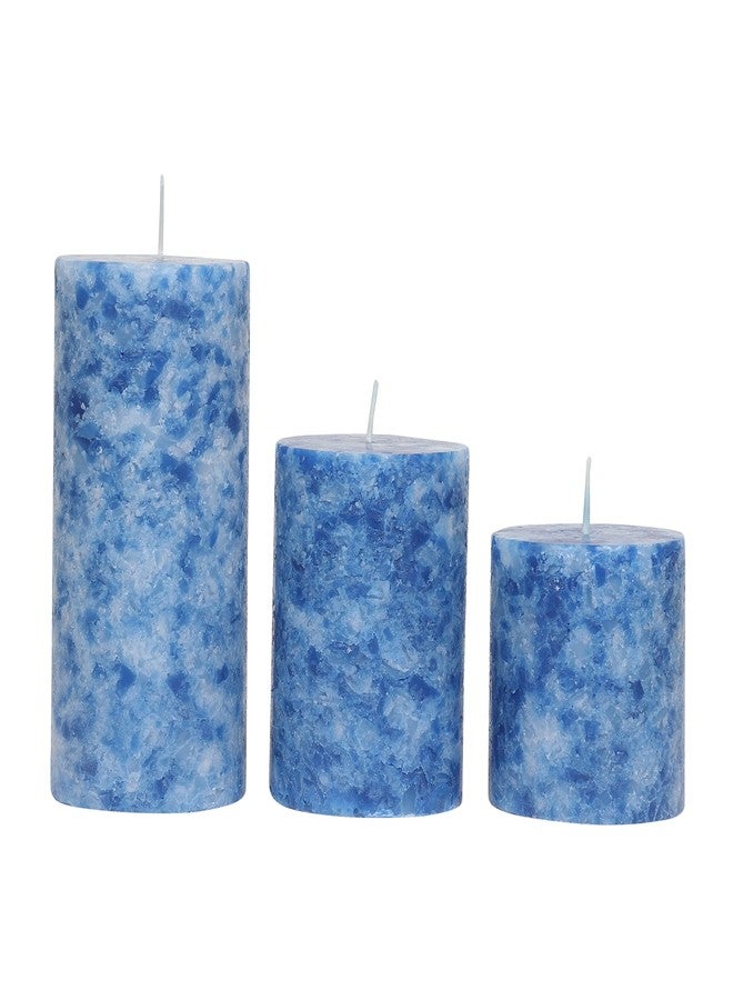 PROSPERRO LUMO by Parkash Candles PARRAFIN Wax Pillar Candle (Set of 3), Blue and White, 3X3, 3X4, 3x6 inches Pillars (3Pillars_Set_Blue) - Image 1