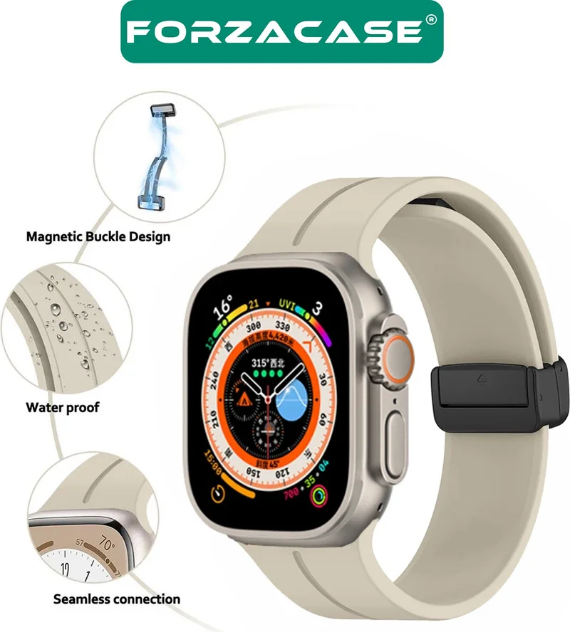 Forzacase Silicone Band Strap with Magnetic Buckle for Apple Watch Ultra 2 + Screen Protection Film - FC272