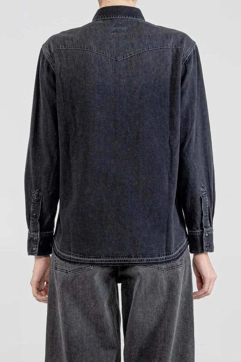 Ag Jeans Distressed Dark Western Denim Shirt