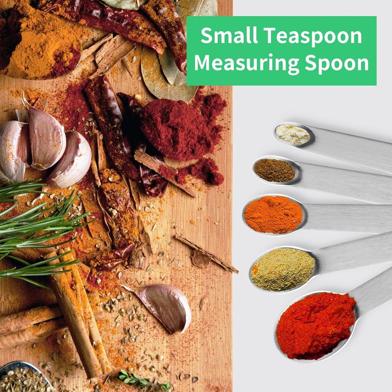 Cuttte 5PCS Small Measuring Spoons Set - Stainless Steel Tiny Measuring Spoons for Cooking Baking, 1/4 1/8 1/16 1/32 1/64 tsp, Teaspoon Minispoon for Powders, Spices - Image 3