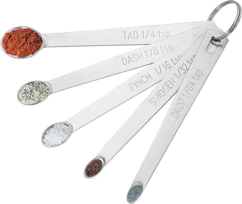 Cuttte 5PCS Small Measuring Spoons Set - Stainless Steel Tiny Measuring Spoons for Cooking Baking, 1/4 1/8 1/16 1/32 1/64 tsp, Teaspoon Minispoon for Powders, Spices - Image 1