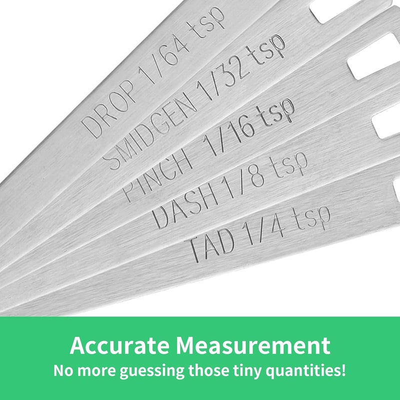 Cuttte 5PCS Small Measuring Spoons Set - Stainless Steel Tiny Measuring Spoons for Cooking Baking, 1/4 1/8 1/16 1/32 1/64 tsp, Teaspoon Minispoon for Powders, Spices - Image 4