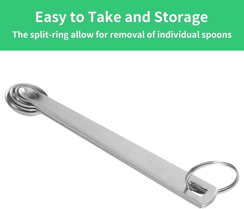 Cuttte 5PCS Small Measuring Spoons Set - Stainless Steel Tiny Measuring Spoons for Cooking Baking, 1/4 1/8 1/16 1/32 1/64 tsp, Teaspoon Minispoon for Powders, Spices - Image 5