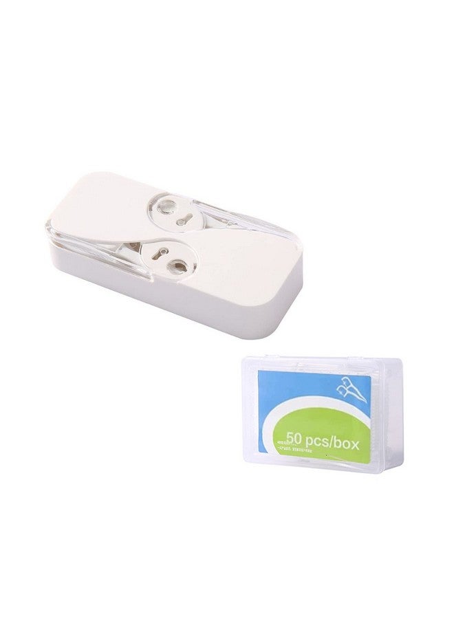 Setaria Viridis Dental Floss Picks Dispenser Portable Flossers Dispenser Automatic Pop-up Floss Boxes Adult Floss Sticks Case with 62 Count Extra Dental Flossers for Cleaning Teeth - Image 1