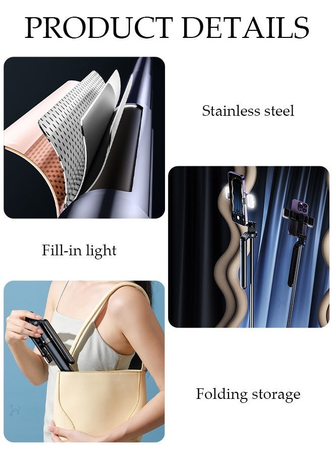 DUNISO Selfie Stick, All-in-1 Extendable Cell Phone Tripod Stand,Rotate Phone Tripod with Bluetooth Remote Shutter and Fill Light,Group Selfies/Live Streaming/Video Recording Compatible with All Phones - Image 3