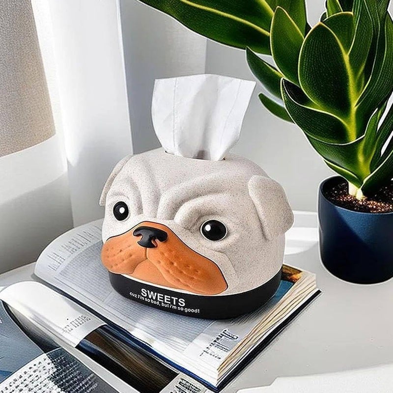 Aakarit Bull Dog Tissue Box Pumping Paper Box Home Living Room Bathroom Toilet Reusable Papers Napkin Holder Case Container | Pack of 1 - Image 2