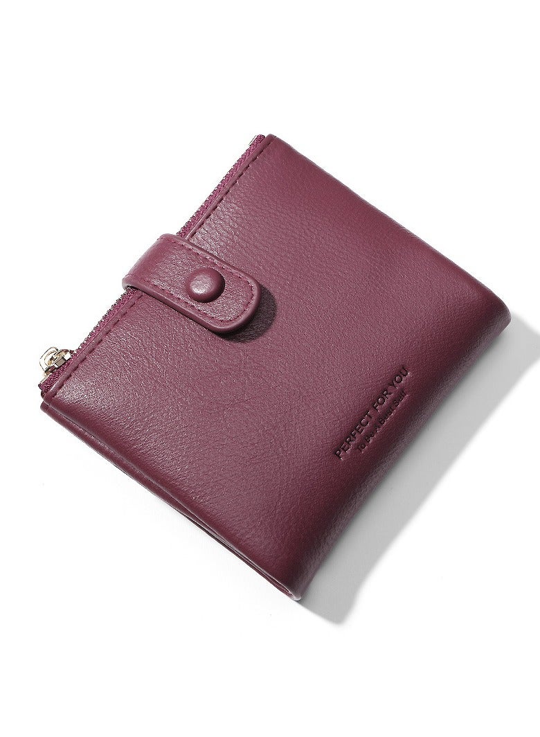 xozgdovg Purse Women's Purse Coin Purse Card Bag Stylish zipper clutch bag Burgundy red 