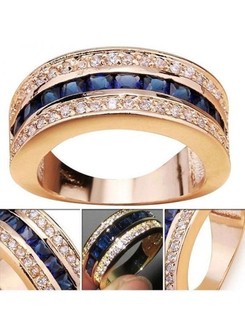 استراتيجية خاتم من الفضة الإسترليني عيار 925 مرصع بحجر الزركون المرصع بالألوان الذهبية - Image 2