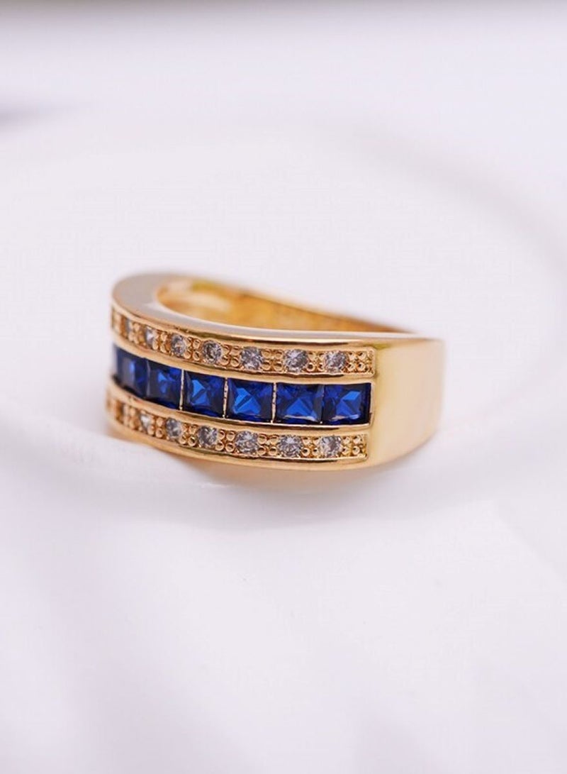 استراتيجية خاتم من الفضة الإسترليني عيار 925 مرصع بحجر الزركون المرصع بالألوان الذهبية - Image 3