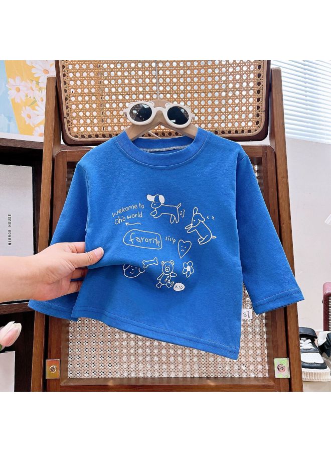 Children's Autumn Long-sleeved T-shirt New Children's Cotton Outer Wear Men's And Women's Treasure Cartoon Printed All-match Base Shirt