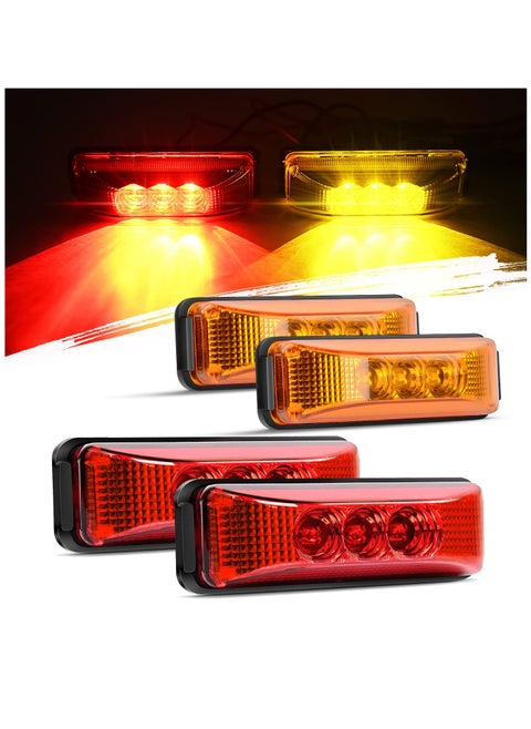 LED Marker Light TL-33 4PCS 3.9 Inch 3 Led Truck Trailer Light Front Rear LED Side Marker Lights Clearance Indicator Lamp Waterproof Sealed Surface Mounted LED Marker Light