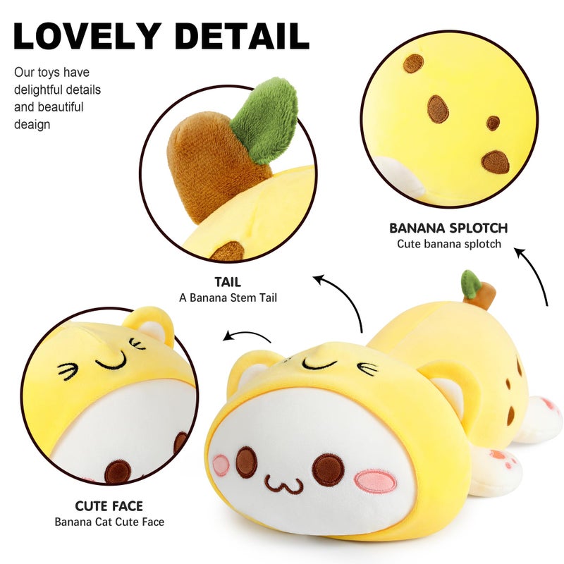 Onsoyours Cute Kitten Banana Cat Plush Toy Stuffed Animal Kitty Soft Banana Plushie Pillow for Kids (Banana Cat, 12") - Image 3