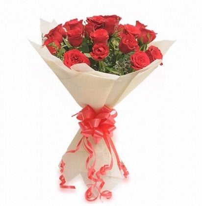 Floralbay Floralbay Special Red Roses Bouquet of Fresh Flowers in White Paper Wrapping Bunch of 20 