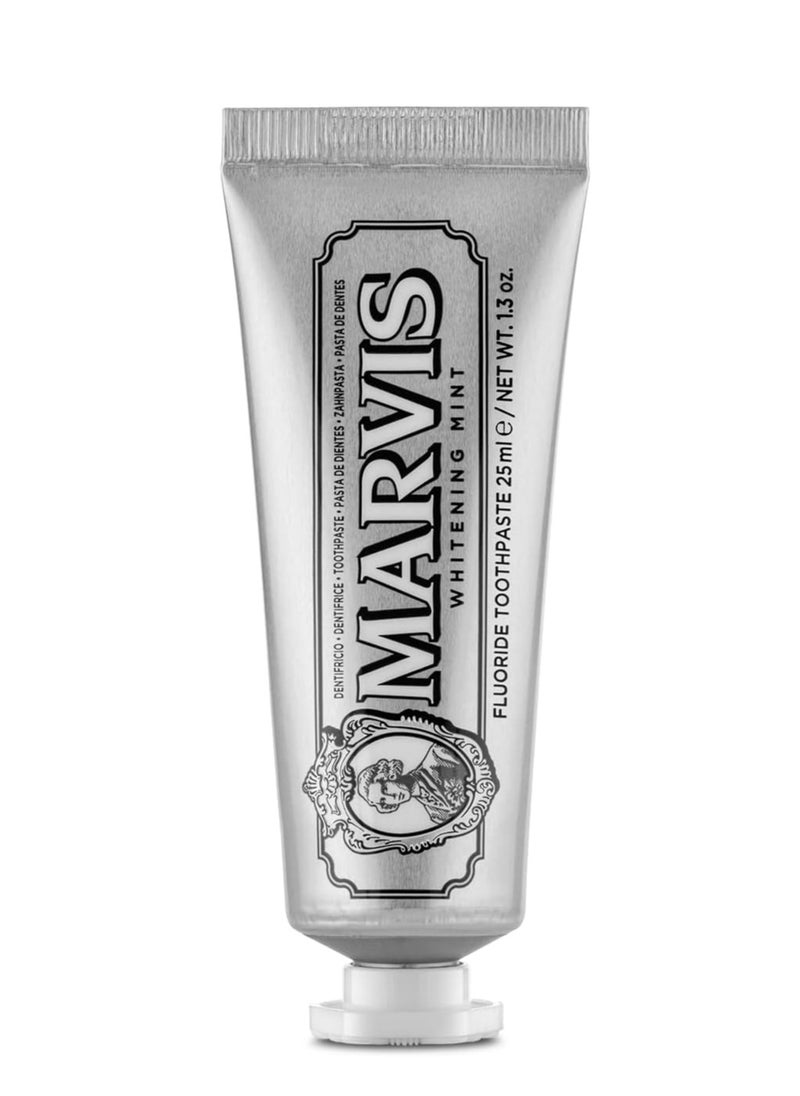 Marvis Whitening Mint Travel Size Toothpaste, 25 ml, Promotes The Natural Whitening of The Teeth, Plaque Removal Toothpaste, Long-Lasting Freshness(Packaging May Vary)  - Image 2