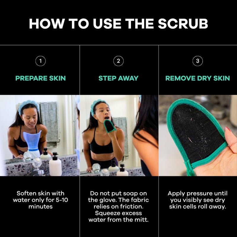 Dermasuri Deep Exfoliating Face Mitt - Scrubber, Dead and Dry Skin Remover for Men and Women - Exfoliator Gloves for Shower and Dry Use - (2 Pack) - Image 5