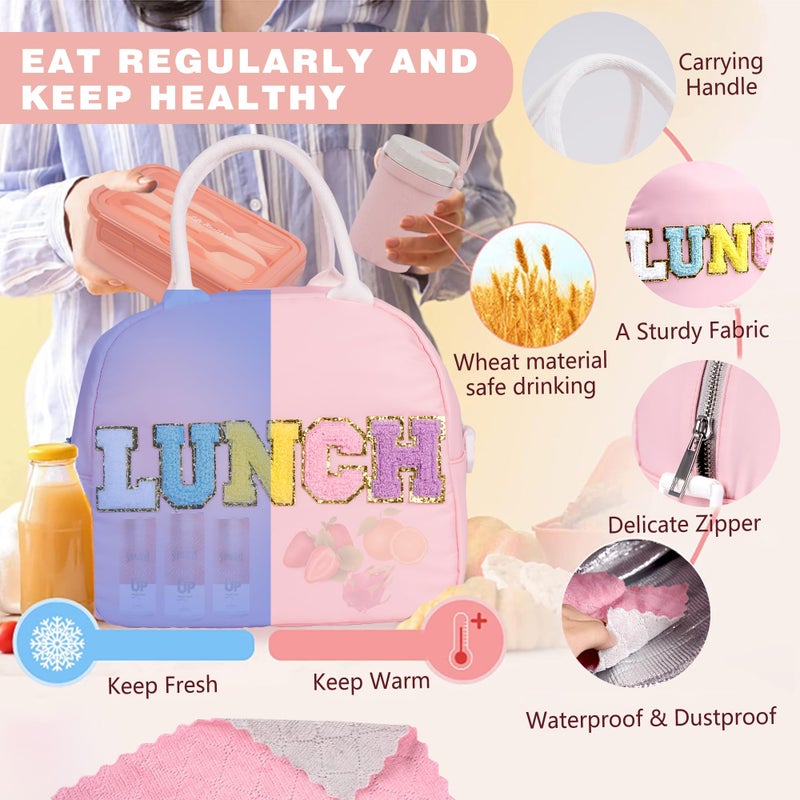 Kolewo4ever 17 Pieces Bento Box Lunch Box Kit Large Insulated Lunch Bag 3 Layer Stackable Leakproof Lunch Box Containers with Cup Lunch Bag Spoon Fork for Girl Women - Image 4
