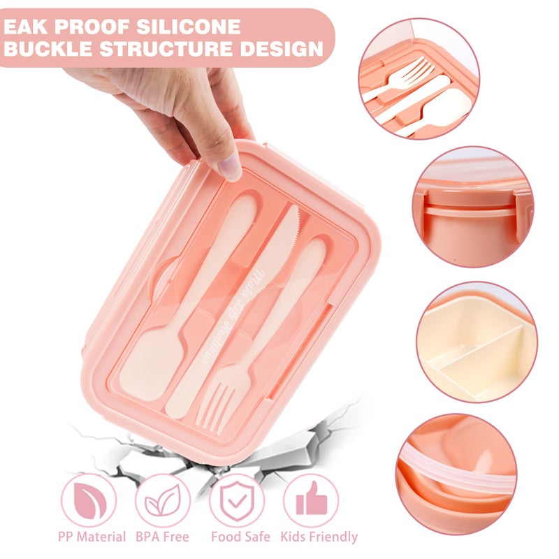 Kolewo4ever 17 Pieces Bento Box Lunch Box Kit Large Insulated Lunch Bag 3 Layer Stackable Leakproof Lunch Box Containers with Cup Lunch Bag Spoon Fork for Girl Women - Image 3