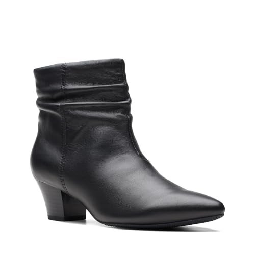 Clarks Women's Teresa Skip Ankle Boot, Black Leather, 8 - Image 1