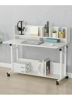 AGD Adjustable Height Kids Study Desk with Hutch Bookshelf White  - Image 1