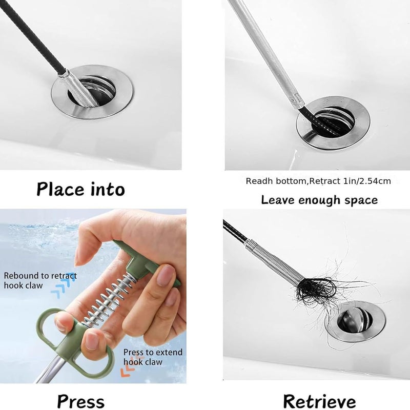 Starhelper Versatile Clog Remover Drain Cleaning Tool 62.99 Inch Flexible Or Snake Reach Pick Up Claw Grip For Bathroom Sink Tub Home Tight Spaces New Design 1 Pcs Black Cat - Image 4