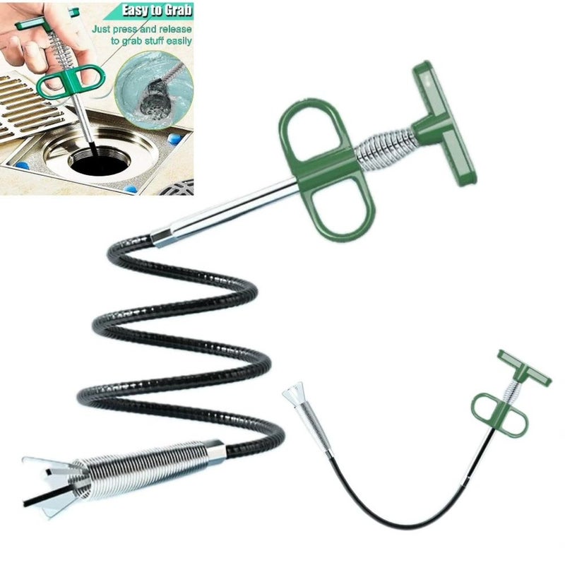 Starhelper Versatile Clog Remover Drain Cleaning Tool 62.99 Inch Flexible Or Snake Reach Pick Up Claw Grip For Bathroom Sink Tub Home Tight Spaces New Design 1 Pcs Black Cat - Image 1