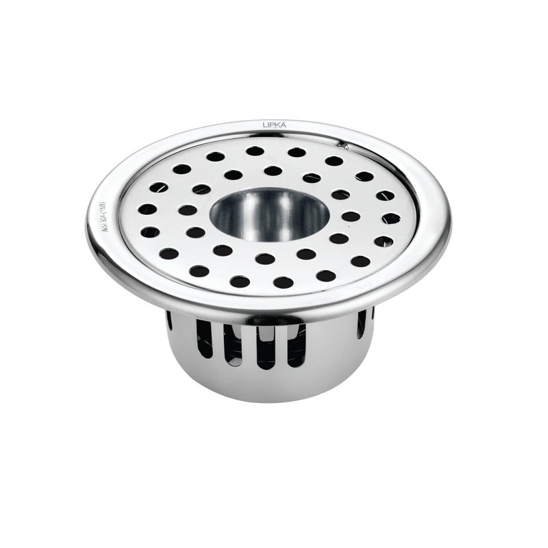 Lipka Round Floor Drain (4 Inches) with Hole | 304-Grade Stainless Steel Drain Jali with Cockroach Trap | Floor Trap with Collar & Rotating Lock/Jali, Grating Trap Drain Cover for Bath and Kitchen - Image 1