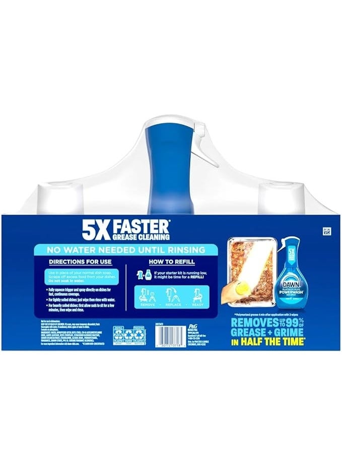 Dawn Platinum Powerwash, Fresh Scent, 1 Starter Kit + 2 Refills (21.5oz each - 3 Piece Set)