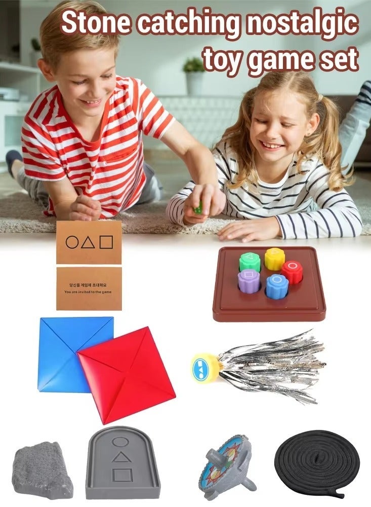 مجموعة ألعاب القرميد الكوري التقليدي Gonggi 1 عبوة ألعاب التقاط الحجارة Biseokchigi Jebi Chagi Paeng-i Ddakji تدريب التنسيق بين اليد والعين ألعاب جماعية للعائلة - Image 2