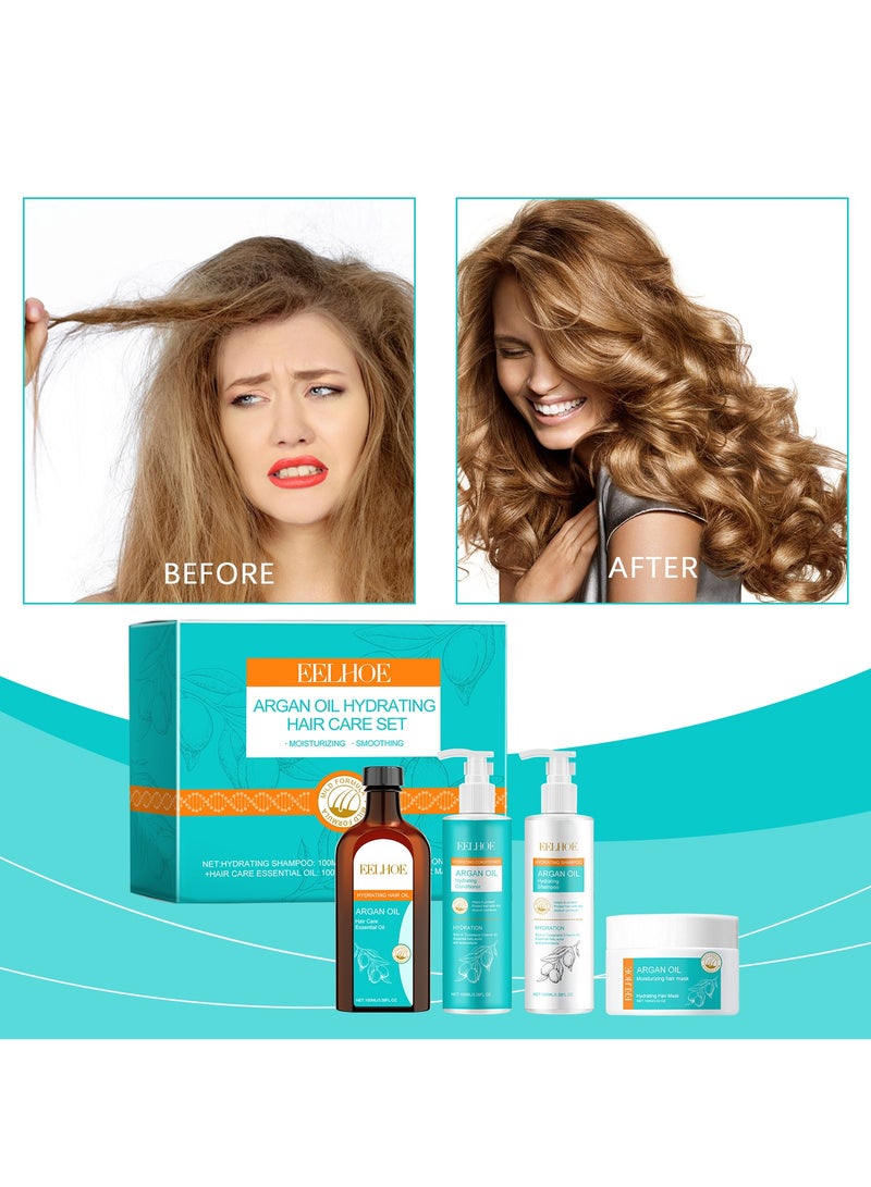 EELHOE Argan Oil Hydrating Hair Care Set - Travel Shampoo & Conditioner, Thickening Hair Masks, Shine Hair Oils - Nourishes and Smoothes Dry, Frizzy Hair - Image 4