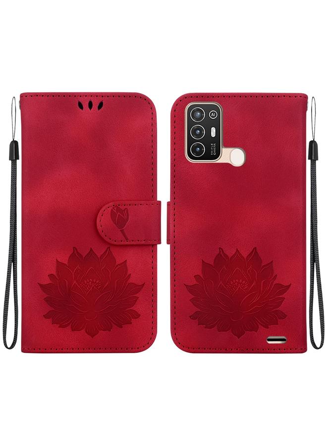 The Bros Case For ZTE Blade A52 Lotus Embossed Leather Phone Case