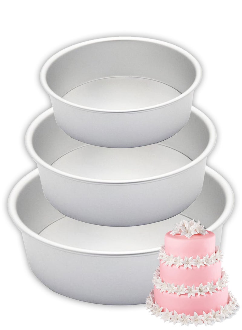 A set of 3-piece baking trays made of aluminum with a circular design
