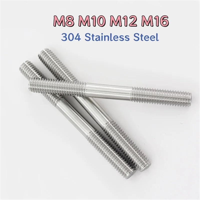 M12 304 Stainless Steel Double Ended Screw 160mm Double Head Bolt Threaded Rod For Wood Furniture Connecting Fixing - Image 3